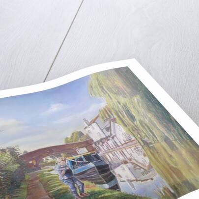 Woman hauling butty boat, 2008 by Kevin Parrish