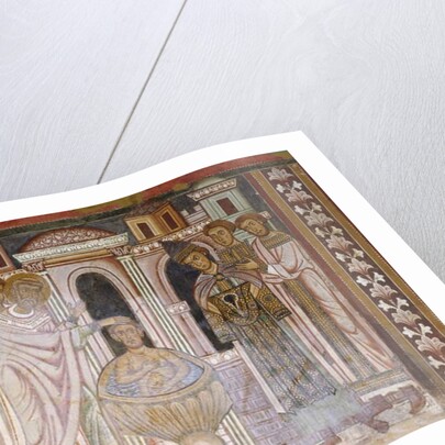 Baptism of Constantine which heals his leprosy by School Italian