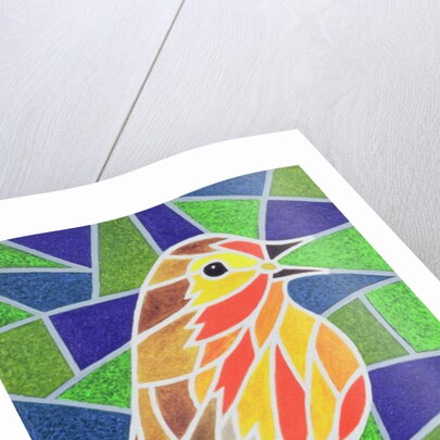 Robin on Stained Glass by Pat Scott