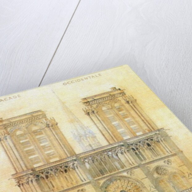 Project of for restoration of west facade of Notre Dame cathedral in Paris with the spire, 1843 by Eugene Emmanuel Viollet-le-Duc