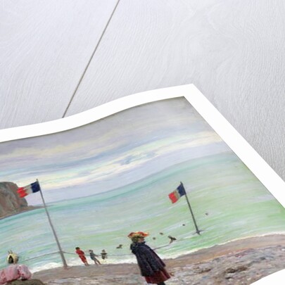 Beach scene at Fecamp, northern France by Francois Auguste Didier Clovis