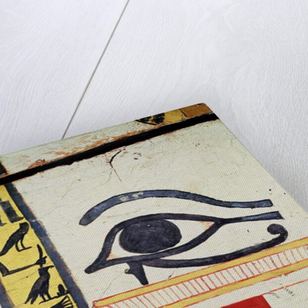 Wedjat Eye, detail from the sarcophagus cover of the Lady of Madja, New Kingdom, c.1450 BC by Egyptian 18th Dynasty