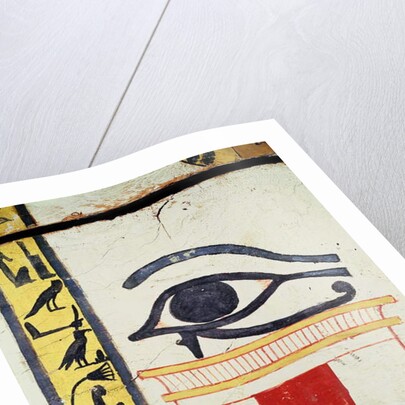 Wedjat Eye, detail from the sarcophagus cover of the Lady of Madja, New Kingdom, c.1450 BC by Egyptian 18th Dynasty