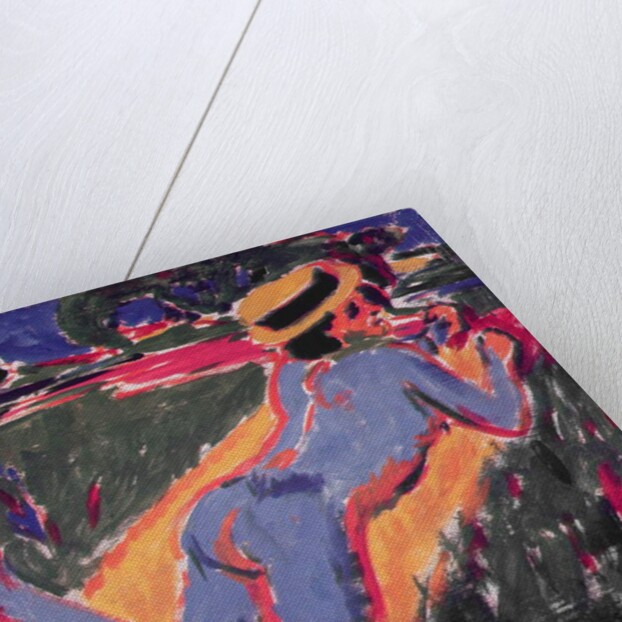 Blue Reclining Nude with a Straw Hat, 1908 by Ernst Ludwig Kirchner