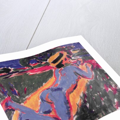 Blue Reclining Nude with a Straw Hat, 1908 by Ernst Ludwig Kirchner