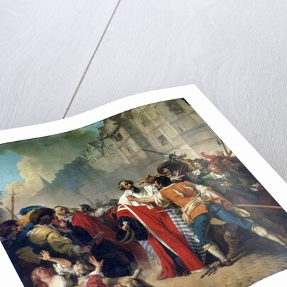 Mathieu Mole being stopped by the Parisian crowd on his return from visiting Mazarin and Queen Anne of Austria, 1879 by French School