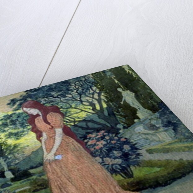 Young girl in a garden by Eugene Grasset