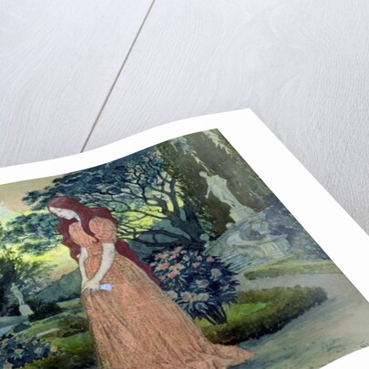 Young girl in a garden by Eugene Grasset