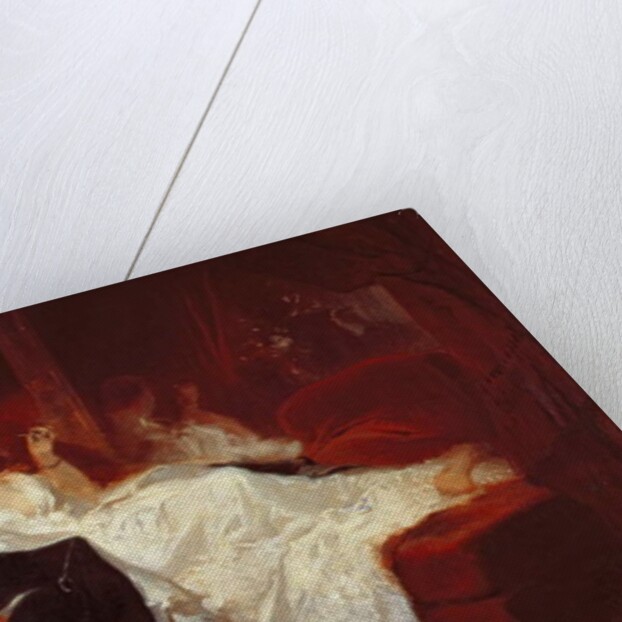 Woman on a red sofa by Eugene-Louis Lami