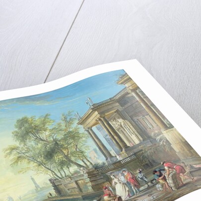 Port Scene with Setting Sun by Jean-Baptiste Lallemand