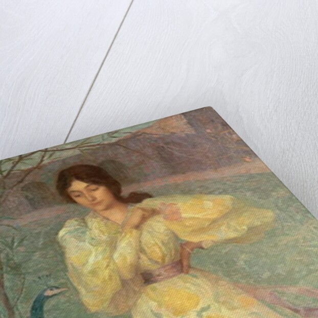 Young Girl with a Peacock by Edmond-Francois Aman-Jean