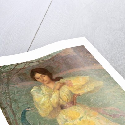 Young Girl with a Peacock by Edmond-Francois Aman-Jean