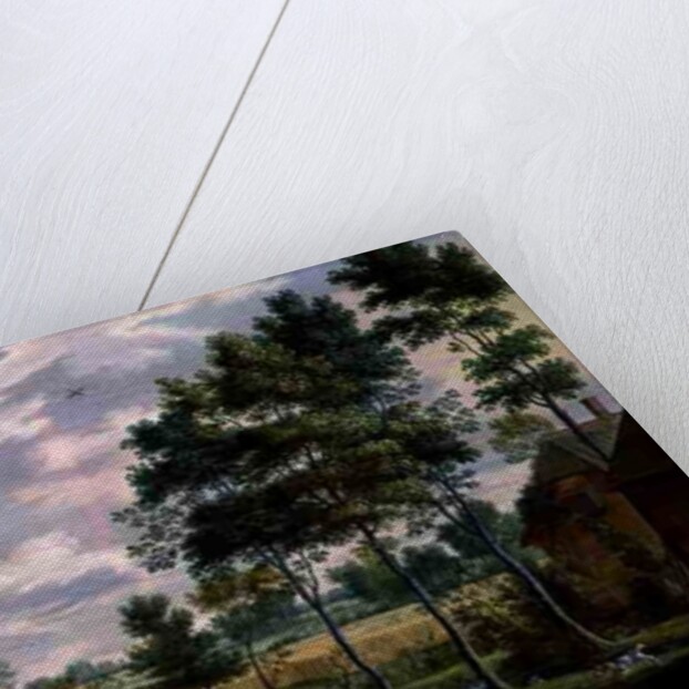 Figures outside a Cottage in a Country Landscape by Isaak van Oosten