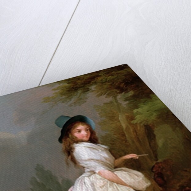 A Young Woman inscribing a Tree by Louis Leopold Boilly