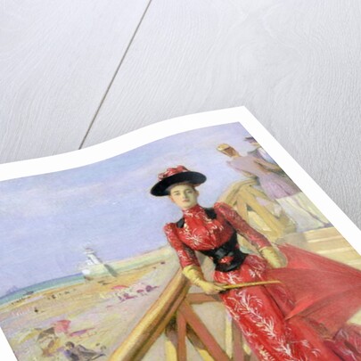 Woman Walking Down Steps on to a Beach by Albert Lynch