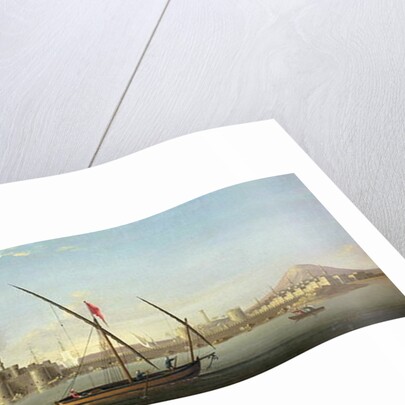 An Extensive View of the Port of Alexandria with a British Man O'War at Anchor by J. Cook