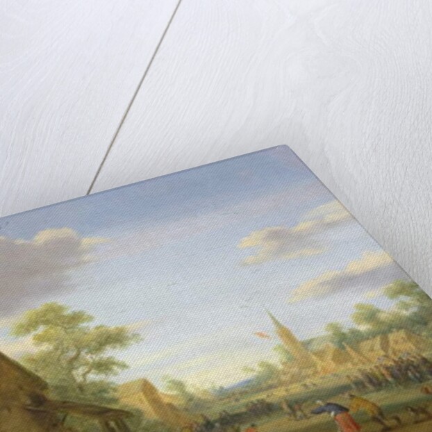 A village meeting with figures gathered in the street, 1624 by Joost Cornelisz Droochsloot