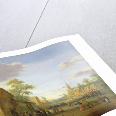 A village meeting with figures gathered in the street, 1624 by Joost Cornelisz Droochsloot