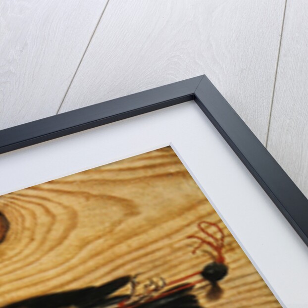 A tromple l'oeil of a pair of spectacles and a finch, 1740 by Conrad Manlich