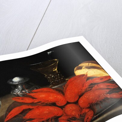 Crayfish on a pewter plate by Gotthardt von Wedig