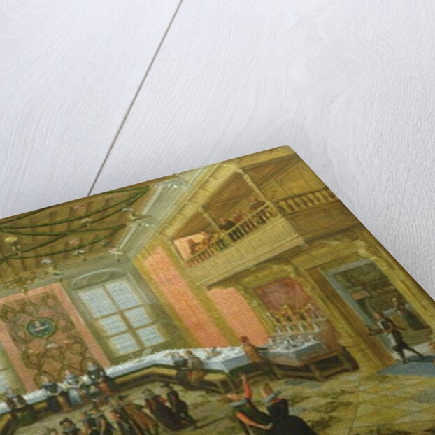 Elegant Figures Congregating in a Banqueting Hall by Louis de Caullery