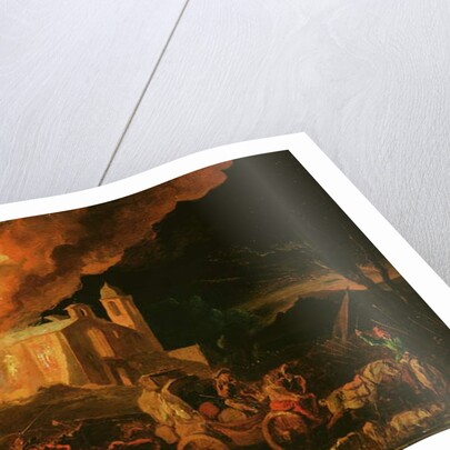 Soldiers Sacking a Burning Monastery by Abraham Danielsz. Hondius