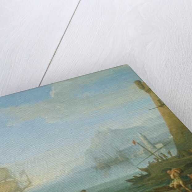 Mediterranean harbour scene by Adrien Manglard