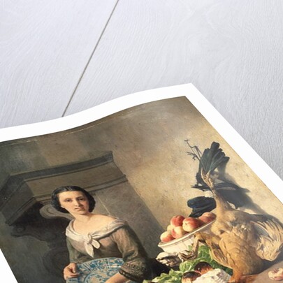 Serving girl standing by a side-table covered with food, 1859 by David Emil Joseph de Noter