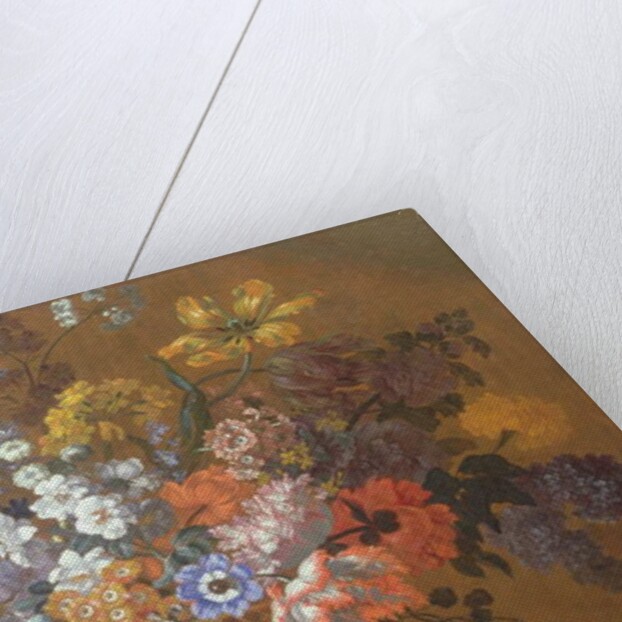 A Still Life of Flowers in a Basket on a Ledge by Pieter Casteels