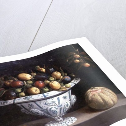 Still life of fruit in a blue and white bowl, c.1630 by Spanish School