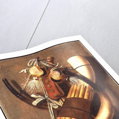 Still-life of hunting accessories by Antonius Leemans