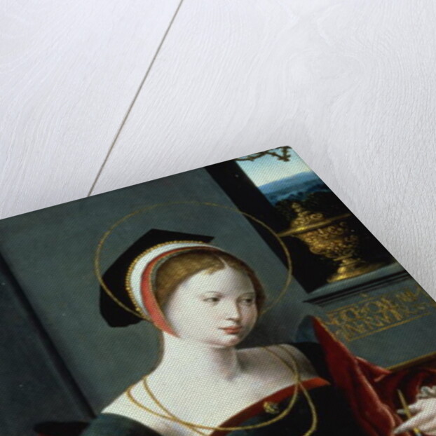 Portrait of a lady writing by Master of the Female Half Lengths