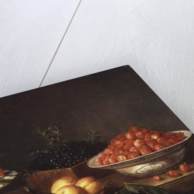 Still-life with fruit in porcelain dishes and a wooden box by Joseph Plepp