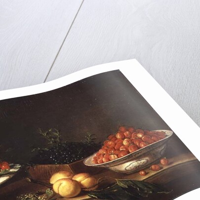 Still-life with fruit in porcelain dishes and a wooden box by Joseph Plepp