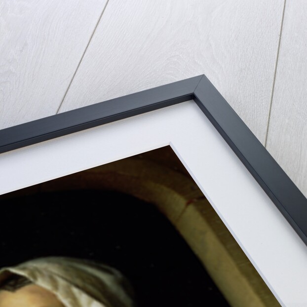 Portrait of a maid holding a waffle by Godfried Schalcken