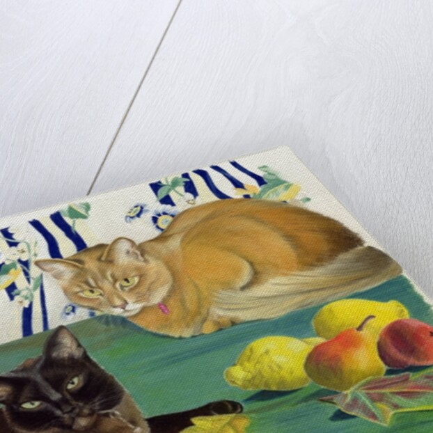 Cats with fruit by Anne Robinson
