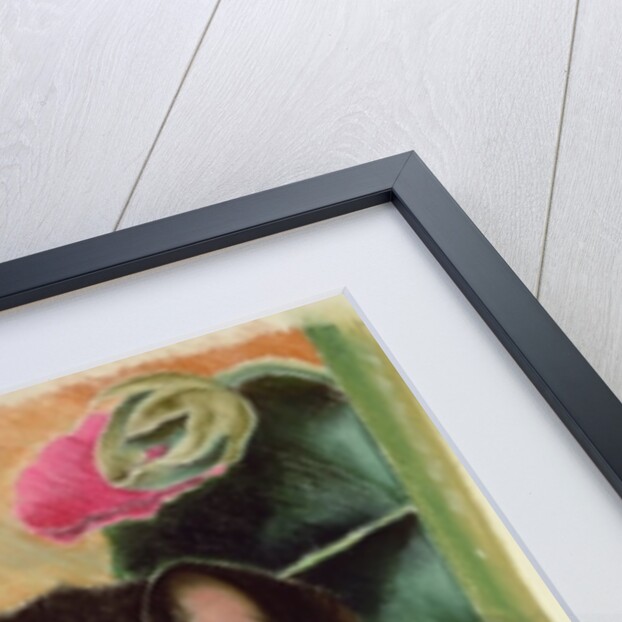 Kitten and hollyhocks by Anne Robinson