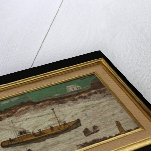 Three Boats between Lighthouse and Shore, c.1930 by Alfred Wallis