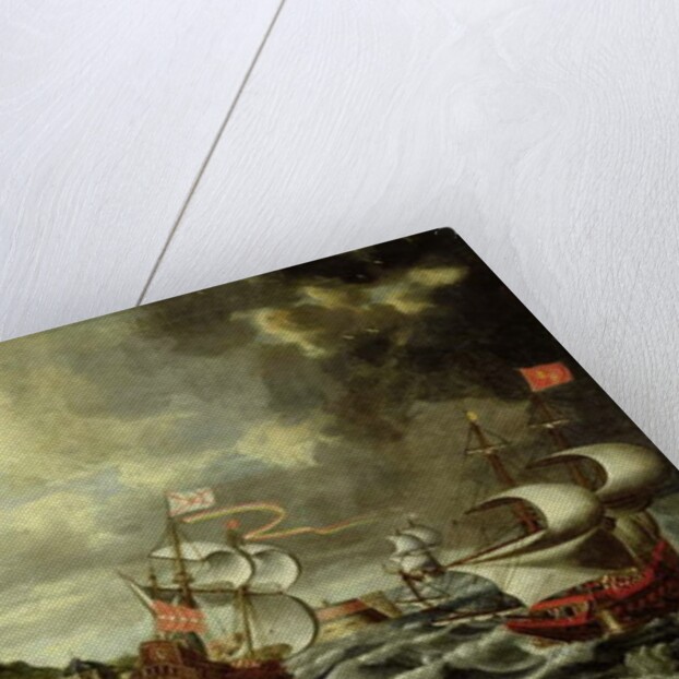 A Harbour Scene, possibly Genoa by Andries van Eertvelt