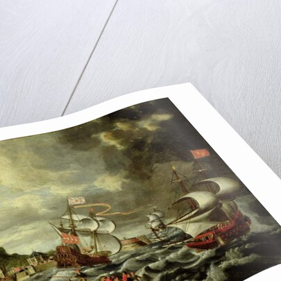 A Harbour Scene, possibly Genoa by Andries van Eertvelt