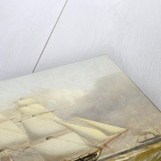 A Frigate off the Eddystone Lighthouse by Henry A. Luscombe