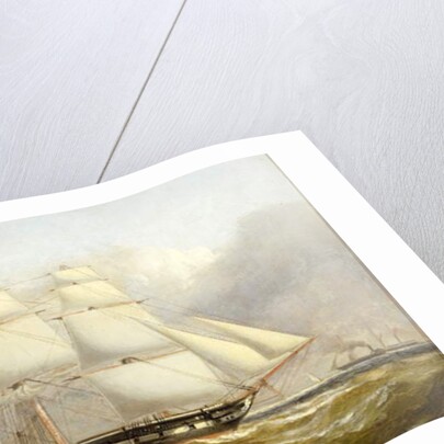 A Frigate off the Eddystone Lighthouse by Henry A. Luscombe