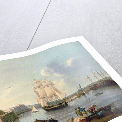 Ship under Sail in the Harbour at Port Mahon, Minorca by Anton Schantz