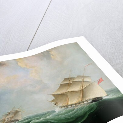 A Naval Brig Pursuing another Brig by Thomas Buttersworth
