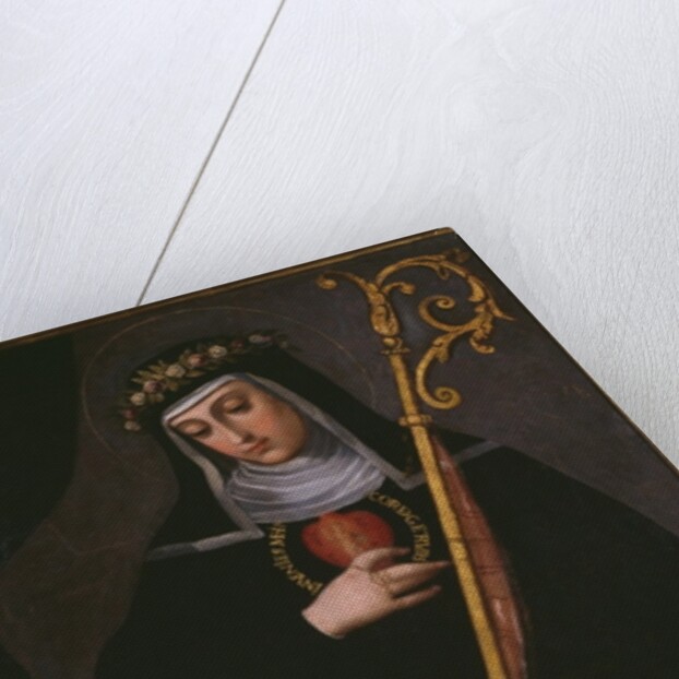 St. Gertrude the Great carrying the sacred heart of Jesus by Spanish School