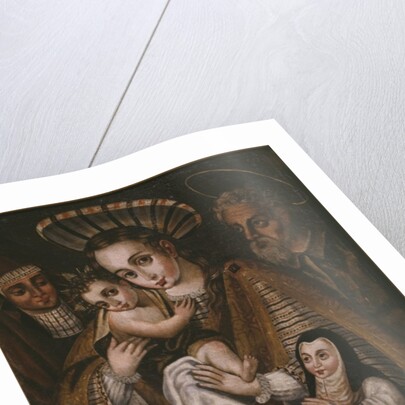 Ex voto, Holy Family with St. Anne and the nun of the Abbey, Ana de Ibaizabal by Spanish School