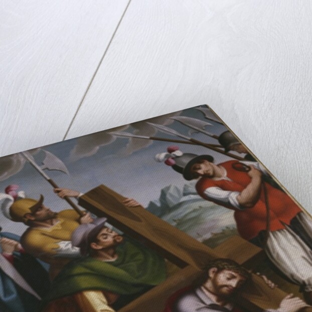 The Bearing of the Cross, Simon of Cyrene helps Jesus by Spanish School