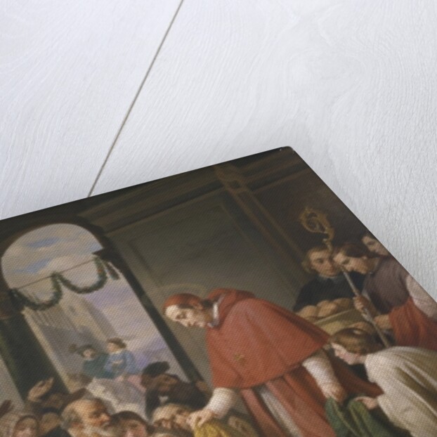 St. Charles Borromeo, archbishop of Milan, distributing alms to the poor, 1853 by Jose Salome Pina