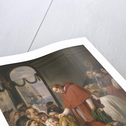 St. Charles Borromeo, archbishop of Milan, distributing alms to the poor, 1853 by Jose Salome Pina