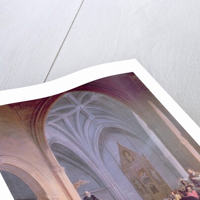 The letter of the Catholic Kings ordering the inhabitants of Palos to supply two ships for Christopher Columbus is read from the pulpit of the Church of S. Jorge on May 23, 1492 by Antonio Cabral Bejarano